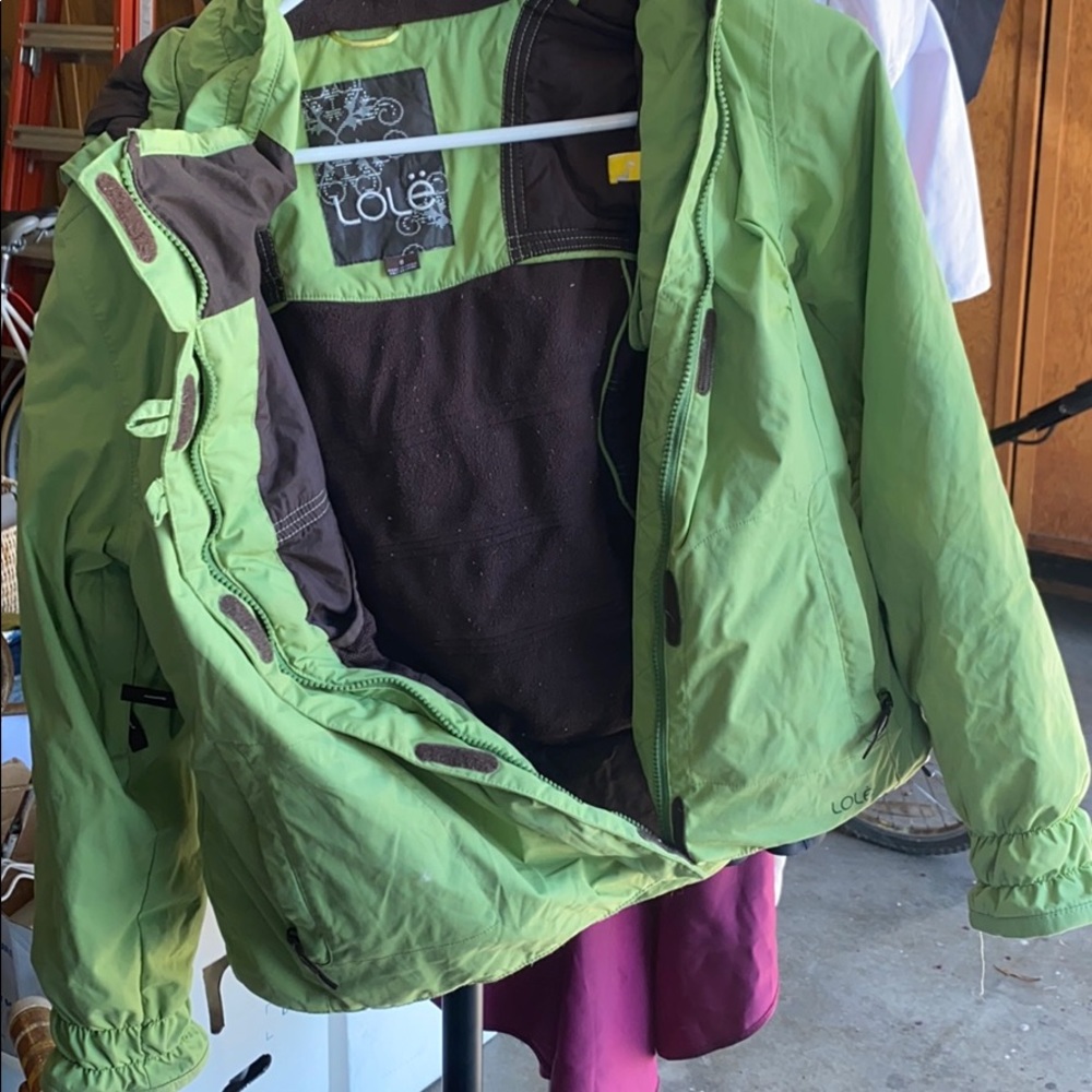 Green snowboarding jacket